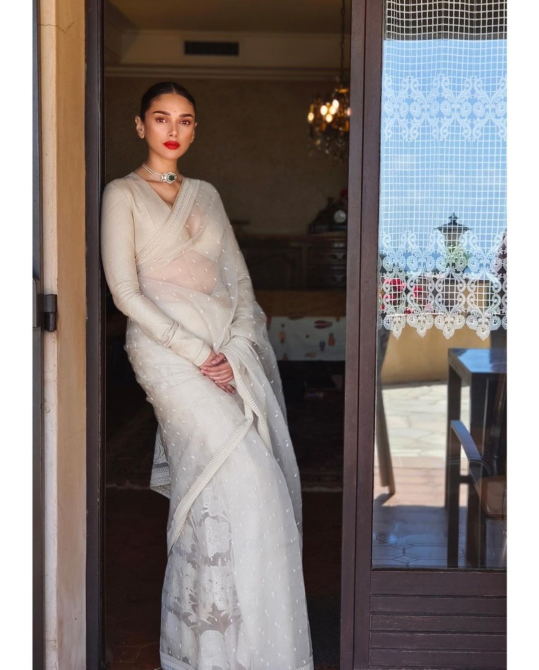 3 vibrant saris from Aditi Rao Hydari's closet that will work at any  wedding celebration | VOGUE India