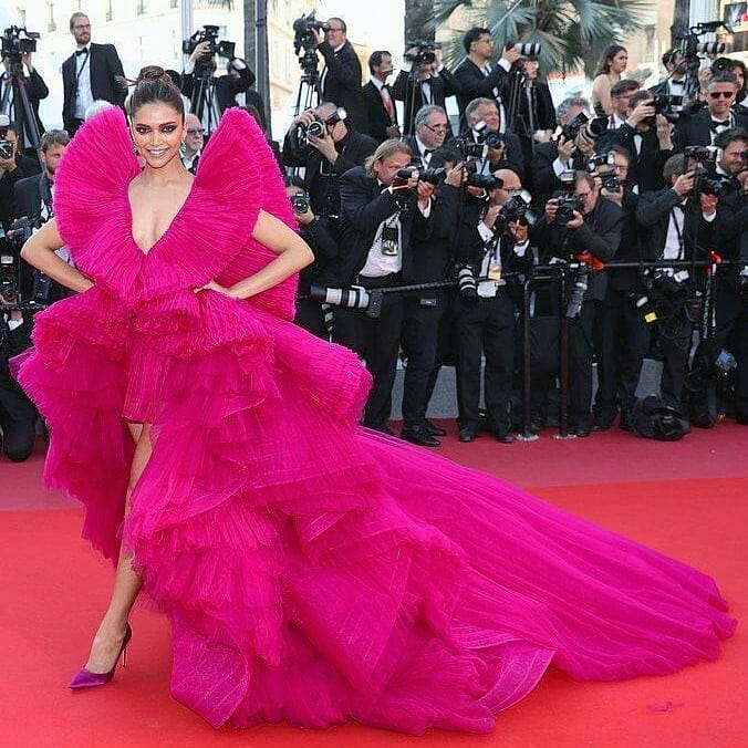 Deepika Padukone cut a statusque figure in the flamboyant pink tulle gown.