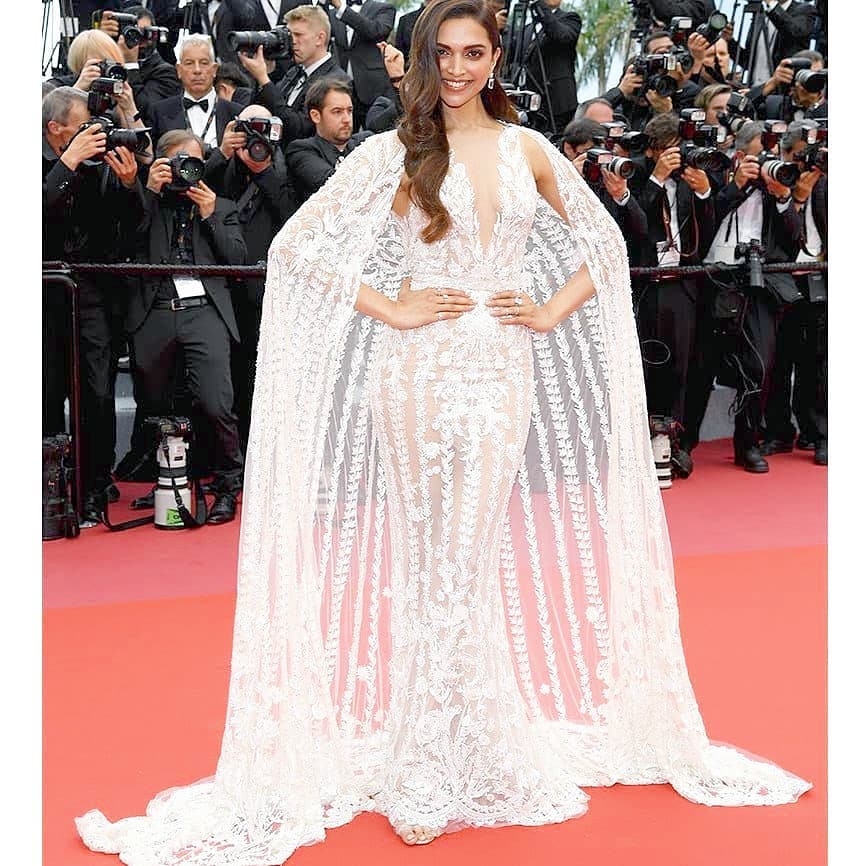 Deepika Padukone was a vision in the white cape gown.