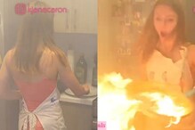 WATCH: Woman's Live Streaming Goes Horribly Wrong After Steak Pan Catches Fire