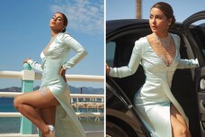 Hina Khan Steps Out In Pastel Blue Satin High-slit Dress At Cannes 2022, See The Diva Ooze Oomph In These Pics