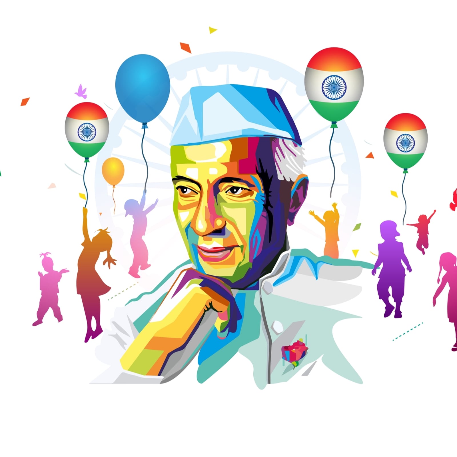 Colour line drawing of Jawaharlal Nehru first Prime Minister of India...  News Photo - Getty Images