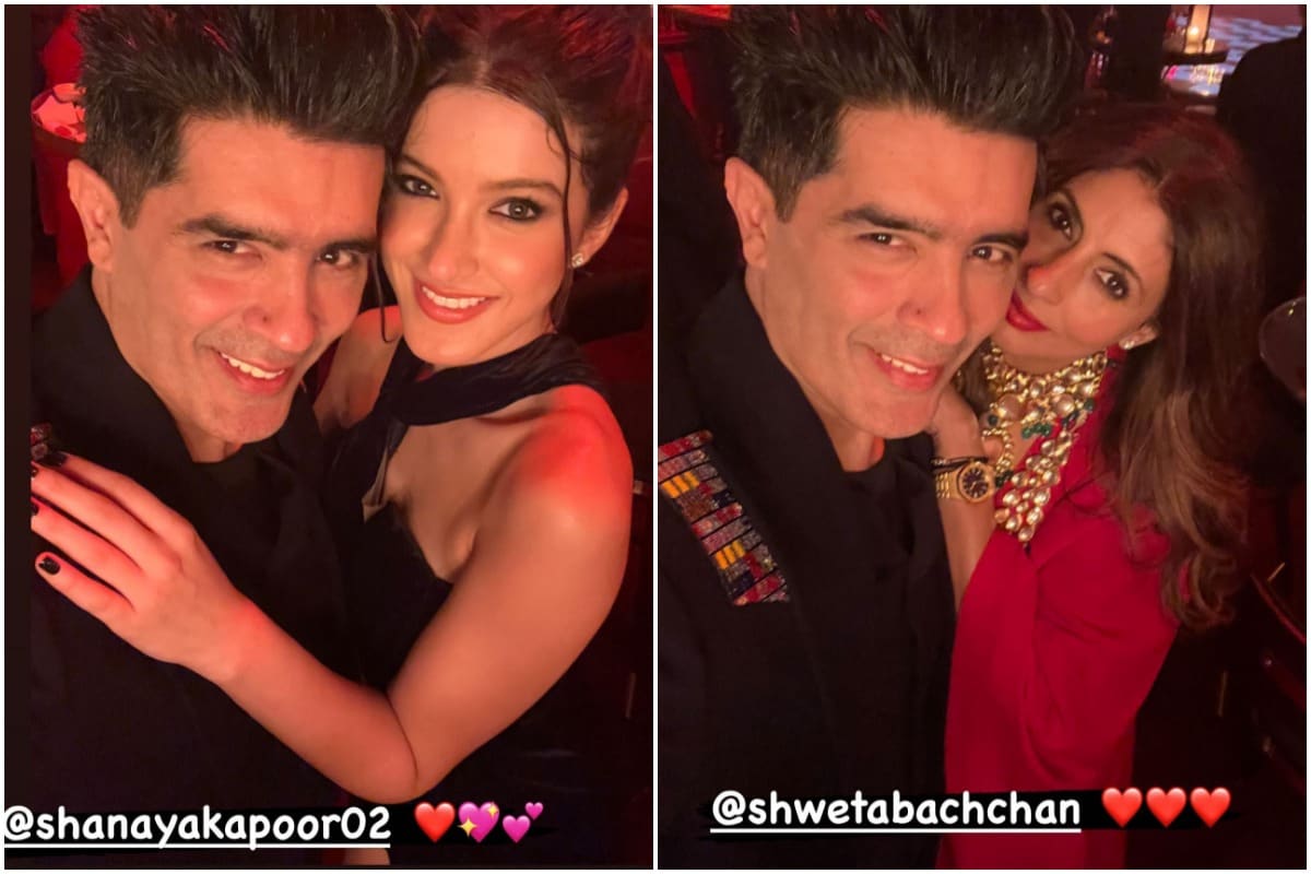 Manish Malhotra Poses With Shweta Bachchan and Shanaya Kapoor At KJo's 50th Birthday (Photo: Instagram) 