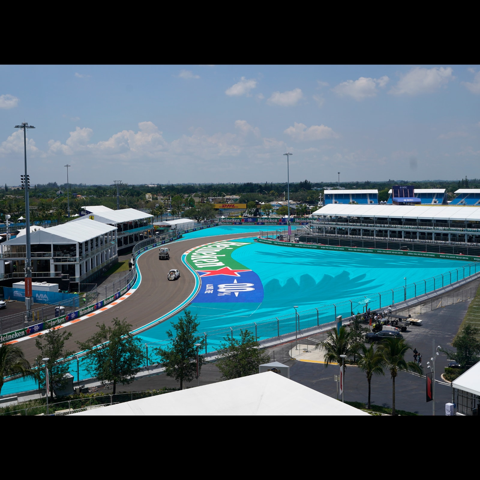 An aerial view of F1 race course for the Miami Grand Prix at Hard