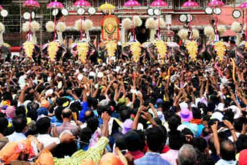 Thrissur Pooram festival is held in Thrissur and attracts thousands of visitors every year from all over the country. (Image: PTI file photo)

