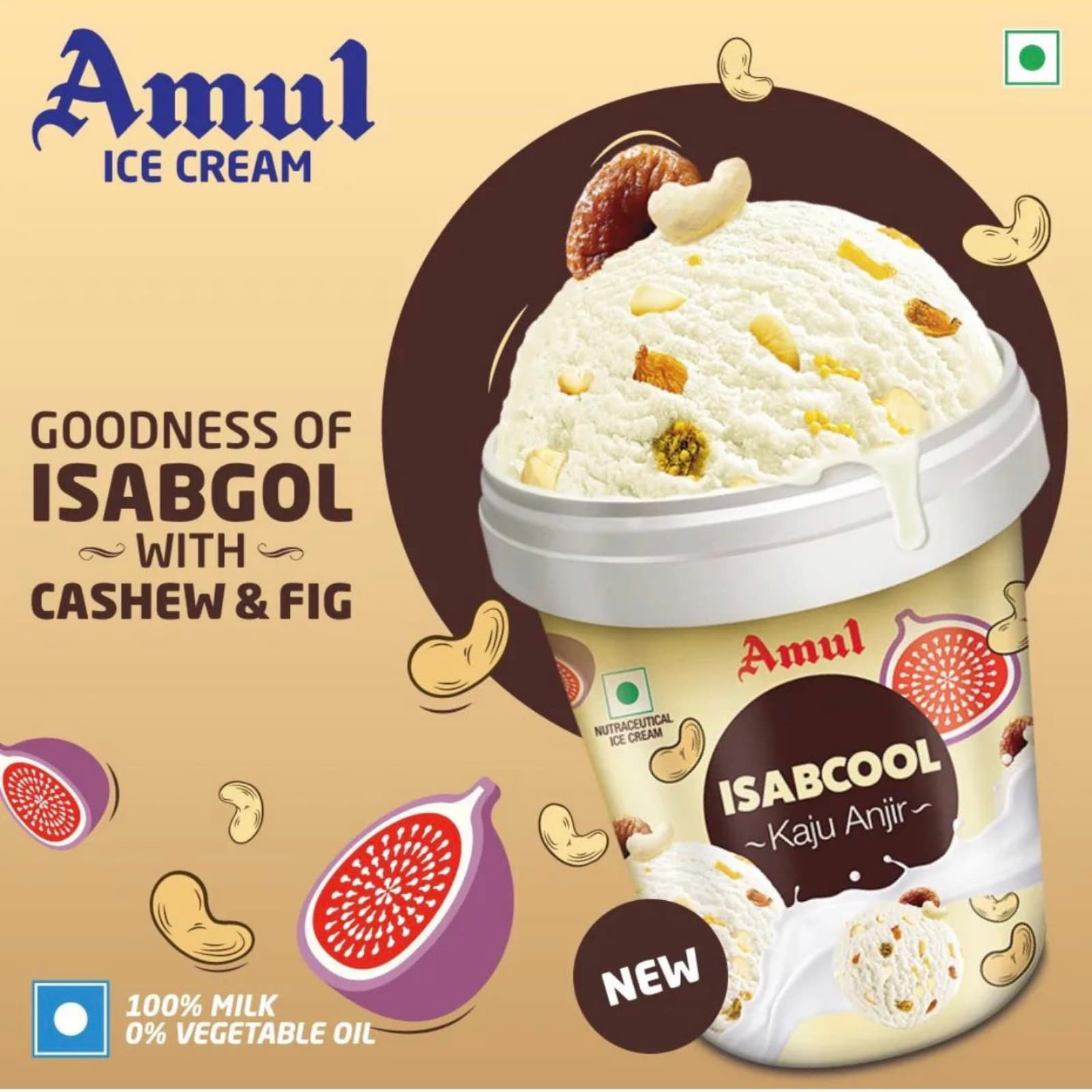 Amul Launches Ice Cream Made with Isabgol, Cashews and Anjeer