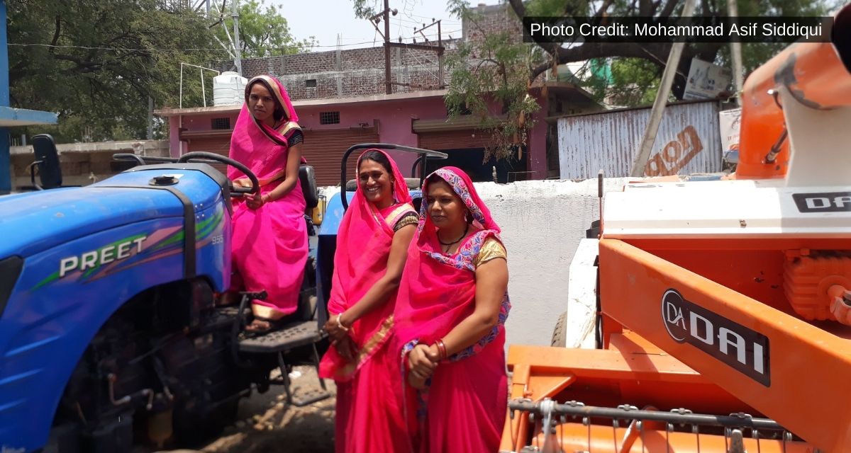 Vandana Barkhane, Pooja Pal and Nisha Sen of the Ajeevika Mission stand proud.  (Image: Mohammad Asif Siddiqui) 