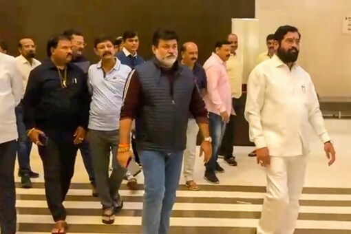 Maharashtra Minister of Higher and Technical Education Uday Samant with rebel Shiv Sena leader Eknath Shinde and other supporting MLAs, at Radisson Blu Hotel in Guwahati, Sunday, June 26, 2022. (PTI Photo)