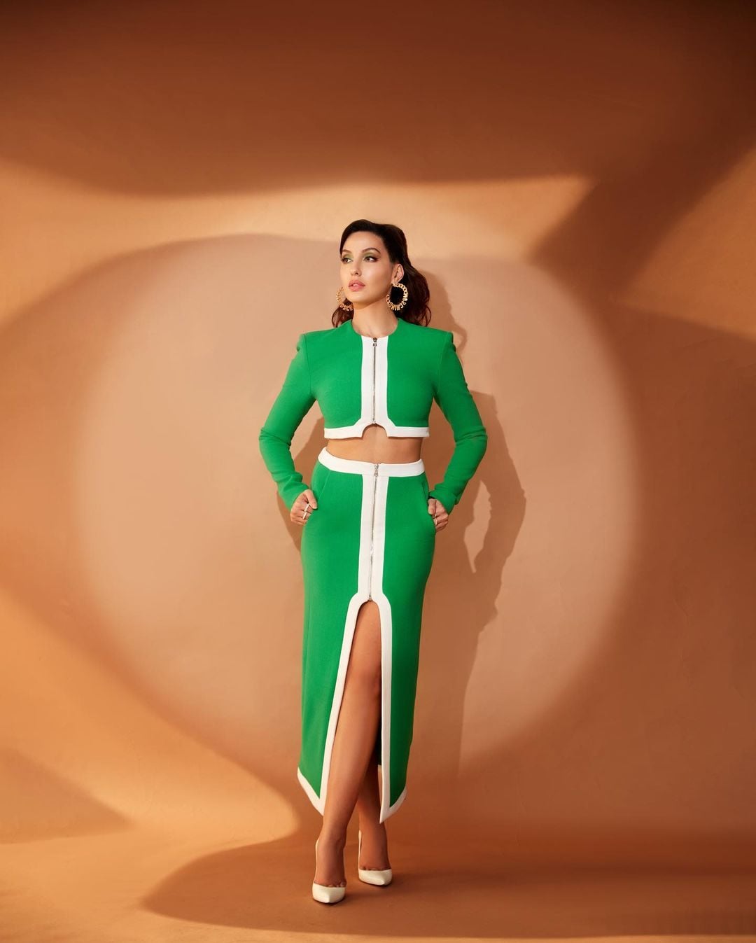 Go green with a co-ord set by Nora Fatehi.