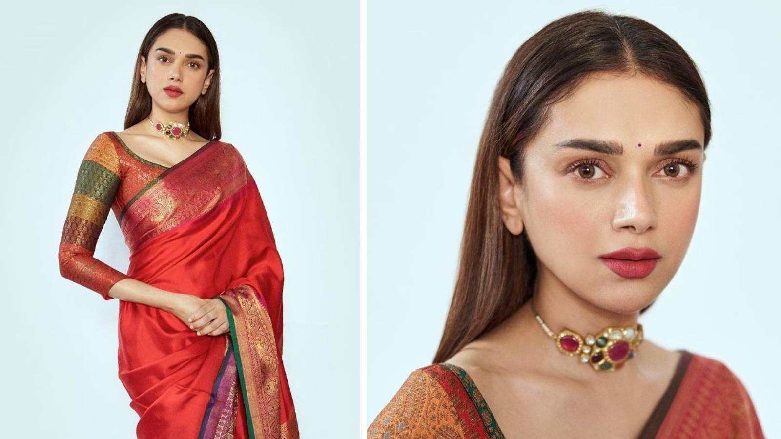 Aditi Rao Hydari Exudes Elegance In Red Silk Saree Check Out The Divas Most Stunning Saree 4648