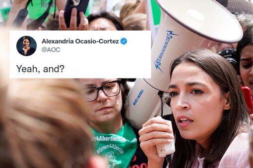 AOC joins abortion-rights activists as they demonstrate following Supreme Court's decision. (Credits: AP)