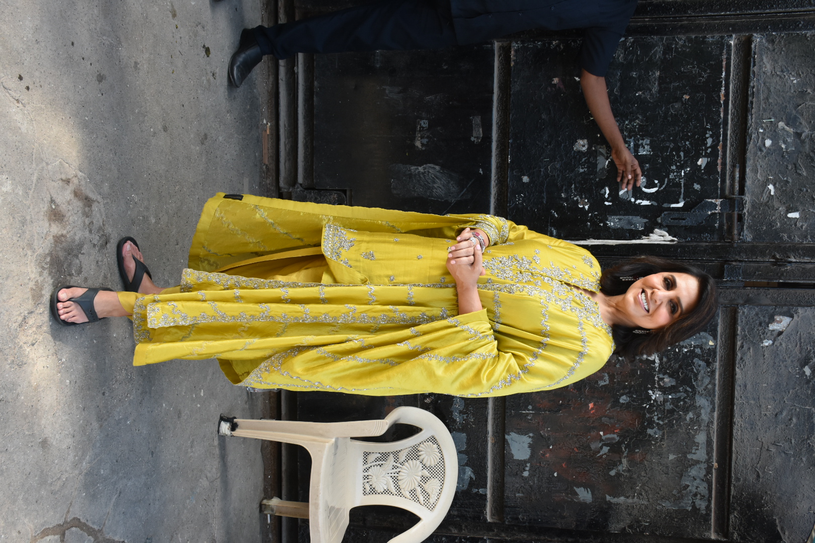 Neetu Kapoor seen on the sets of a reality show.