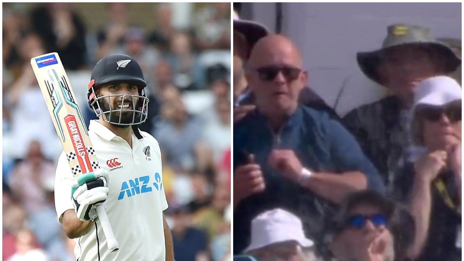 Watch Daryl Mitchell Hits a Six And The Ball Lands in Spectator's Beer