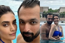 Karishma Tanna Gives A Glimpse of Romantic Getaway With Her Hubby Varun Bangera; See Their Pool Pics