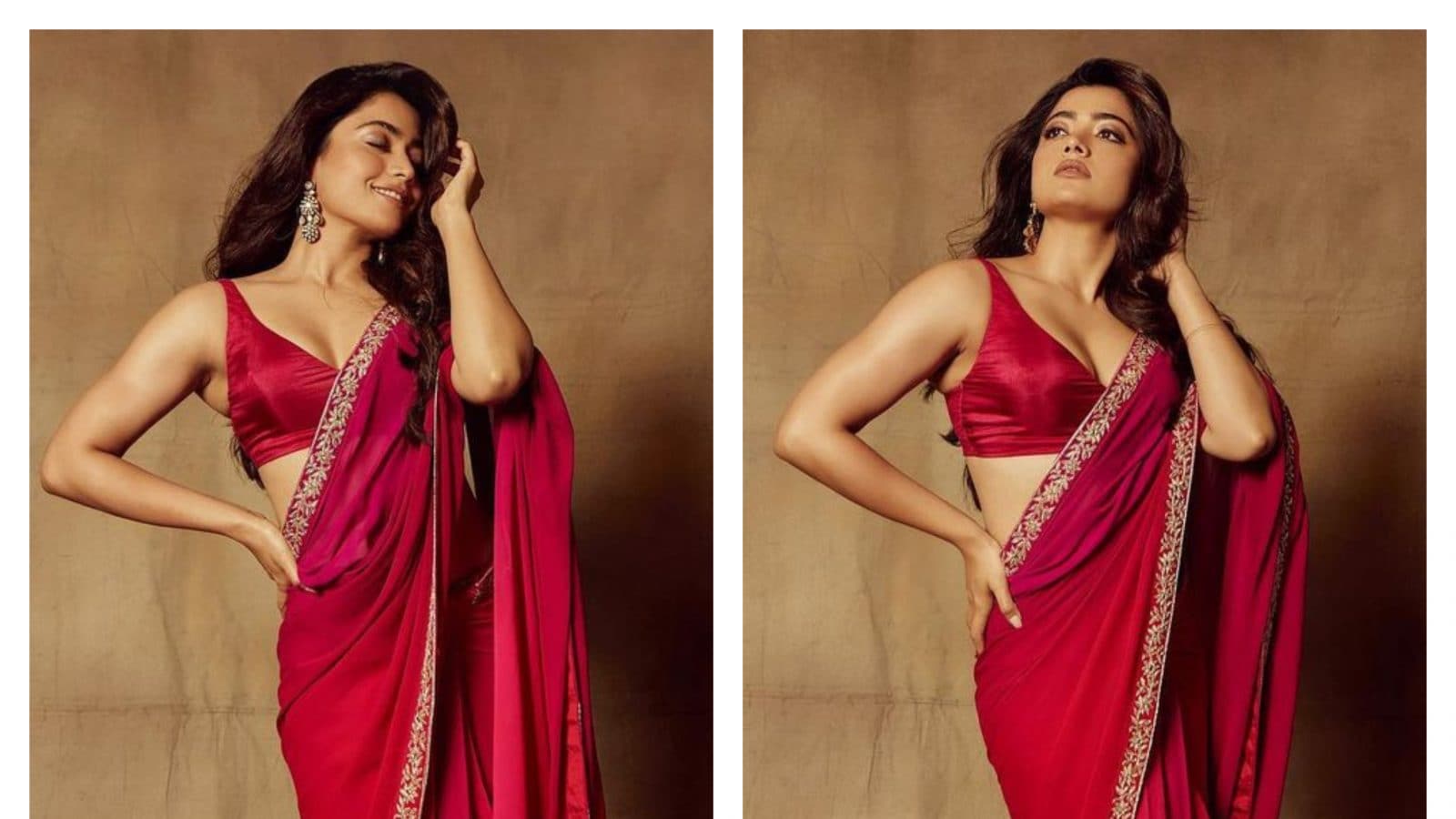 Rashmika Mandanna Is Elegance With Grace In a Pink Saree and ...