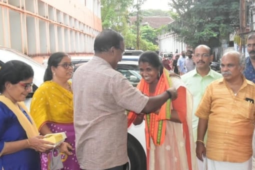 T Padmakumari being felicitated by her BJP Kerala colleagues. Pic/News18