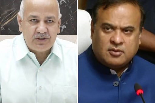 Manish Sisodia and Himanta Biswa Sarma engaged in a war of words as the AAP leader accused the Assam CM of corruption. (Image: ANI Twitter)
