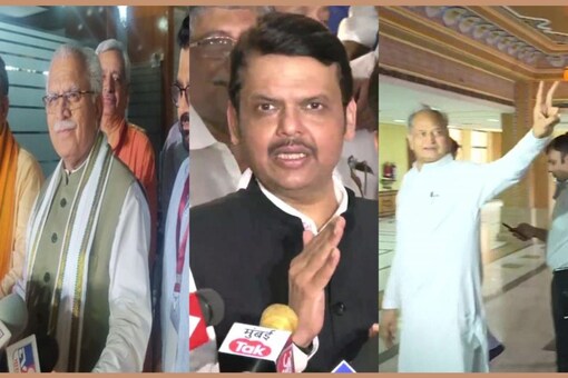 ҡ: Haryana CM Manohar Lal Khattar  BJP Devendra Fadnavis  Rajasthan CM Ashok Gehlot  (Ҿ: ANI)