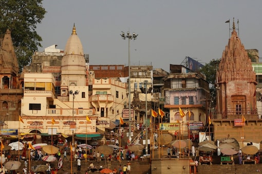 Temples and residential buildings are seen on the banks of the river Ganges in Varanasi. (Reuters/Danish Siddiqui)