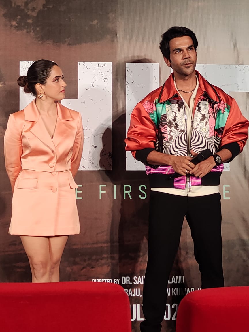 Rajkummar and Sanya interact with media during the trailer launch.(Image: Sachin Gokhale/ News18)