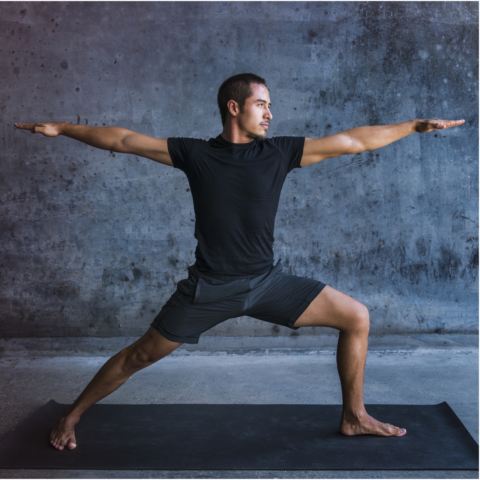 Man in VR glasses doing Warrior pose - a Royalty Free Stock Photo from  Photocase