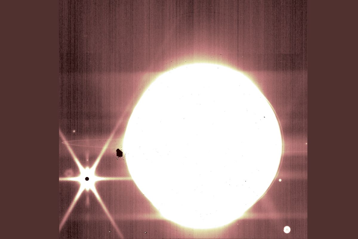 Jupiter and some of its moons are seen through NIRCam’s 3.23 micron filter. (Image Credits: NASA, ESA, CSA, and B. Holler and J. Stansberry (STScI))