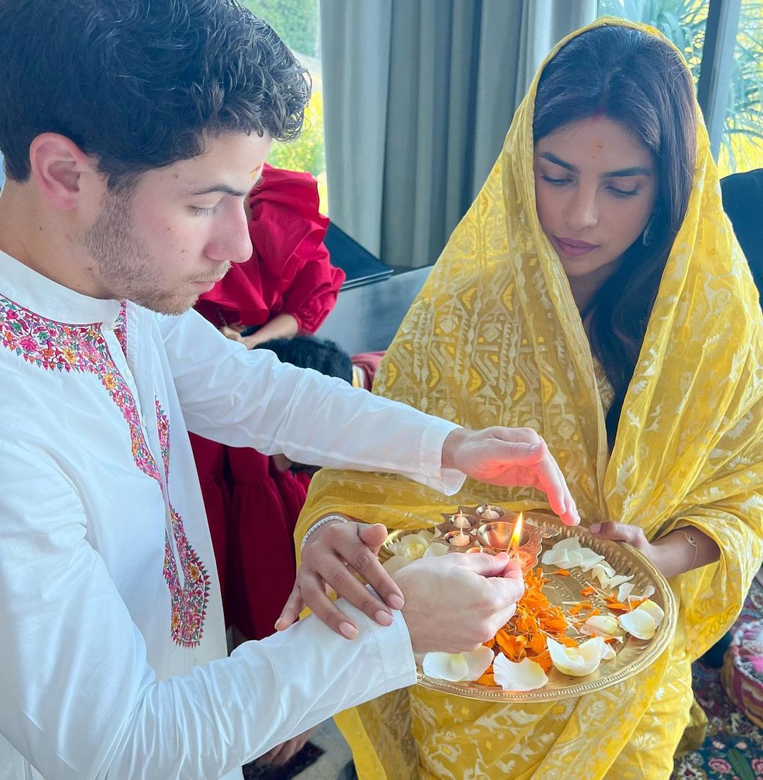 No matter how famous they’ve become, Priyanka Chopra and Nick Jonas never forget their roots. Priyanka Chopra still performs spiritual pujas as per Hindu traditions and Nick Jonas always supports her. (Image: Instagram)