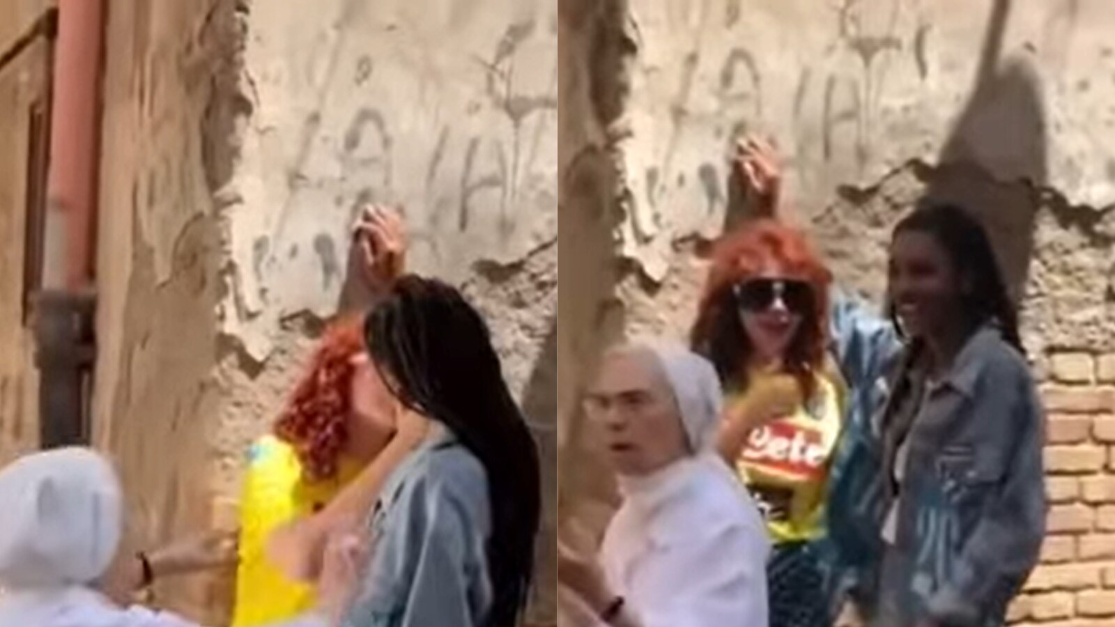 'devil's work': hostile nun interrupts photoshoot to stop female models from kissing