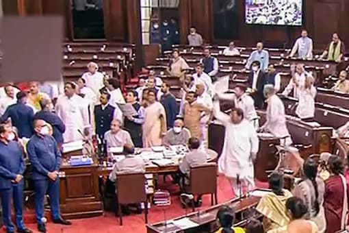 Multiple disruptions were seen during this session of the Parliamet after several MPs from both houses were suspended. (PTI Photo)