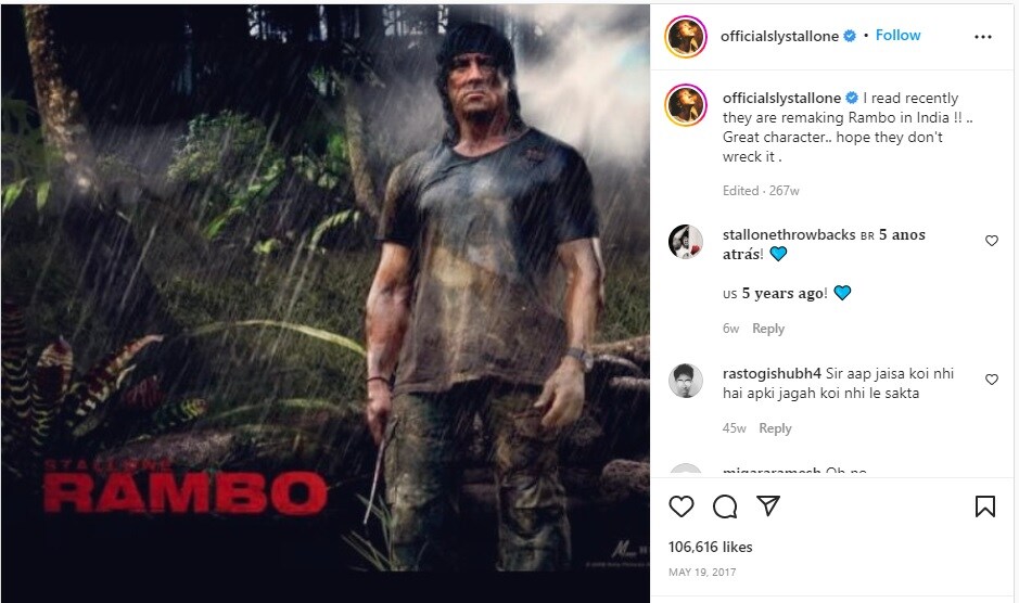 Image Instagramofficialslystallone