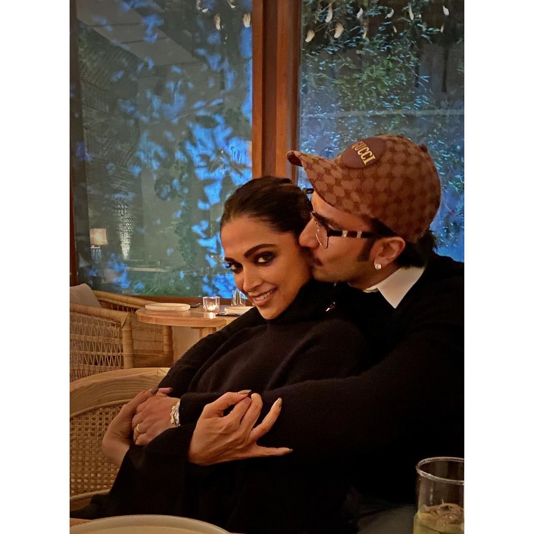 This one was clicked at a restaurant. Ranveer is giving a peek at Deepika’s checks. Being a movie buff himself, he wished her a happy birthday with a caption, ‘Biwi No. 1’. (Image: Instagram)
