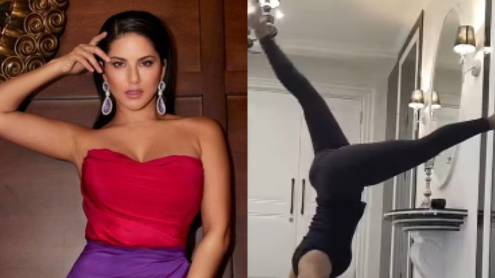sunny leone nails handstand