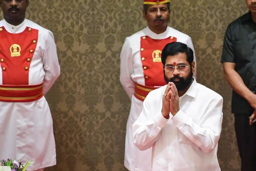 Shiv Sena leader Eknath Shinde during his oath-taking ceremony as Maharashtra Chief Minister at Raj Bhavan in Mumbai on June 30. (Image: PTI)