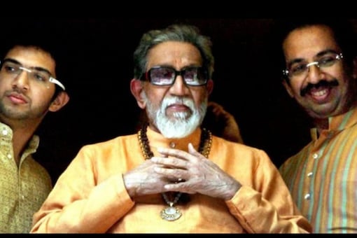 Uddhav and Aaditya with Sena supremo Bal Thackeray. (Twitter)