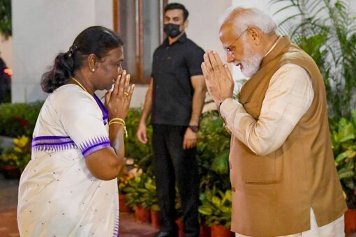 Prime Minister Narendra Modi with President Droupadi Murmu in New Delhi. (PIB/PTI Photo)