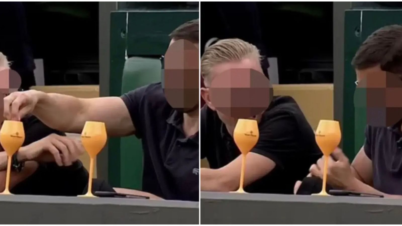 Wimbledon-toeschouwer ziet op live tv iets in de drank van iemand anders stoppen