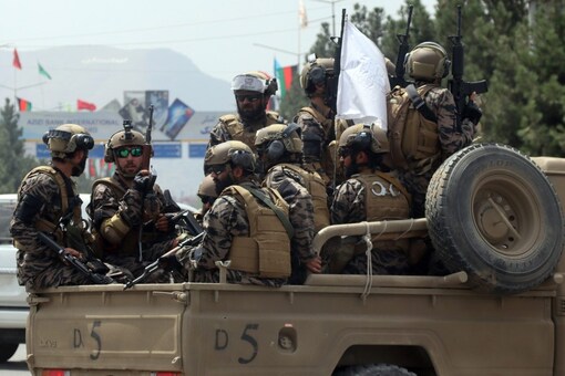 Taliban special force fighters arrive inside the Hamid Karzai International Airport after the U.S. military's withdrawal, in Kabul, Afghanistan, last August. (Image: AP file)
