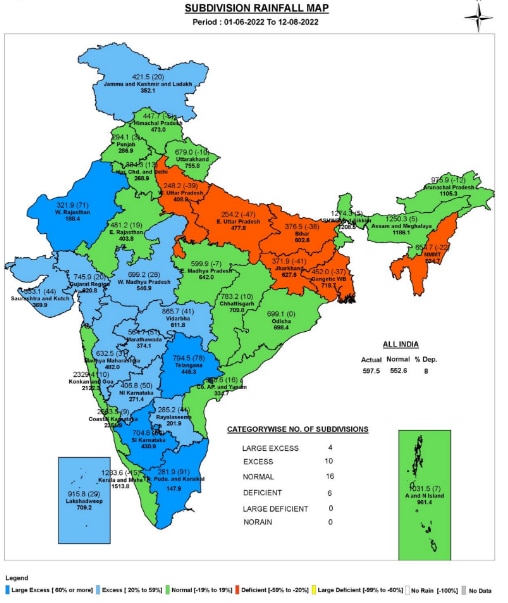 India, rainfall, 2022 monsoon