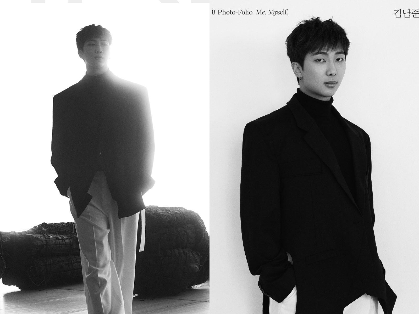 Jungkook Is Wearing Black White Coat Suit Standing In Black