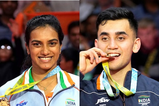 Ace India shuttlers PV Sindhu and Lakshya Sen won gold medals in women's and men's singles category respectively (AP Images)