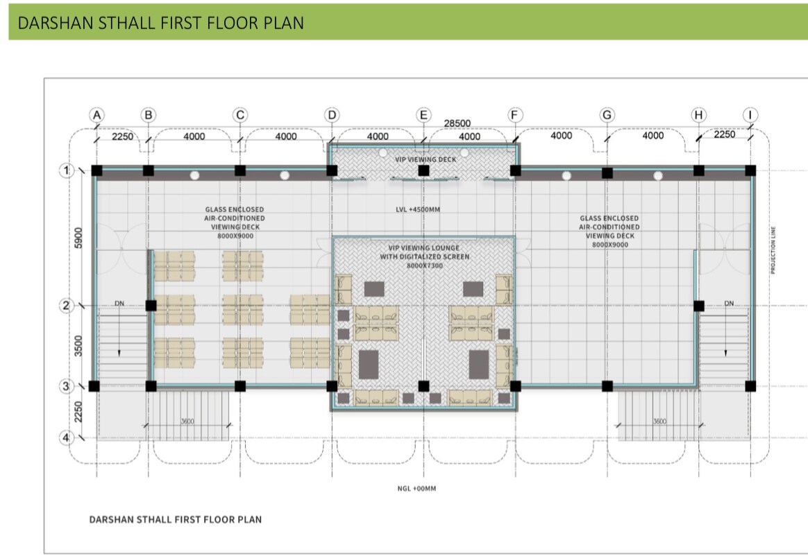 First floor blueprint of the new Darshan Sthal coming up in India to view Gurdwara Kartarpur Sahib in Pak