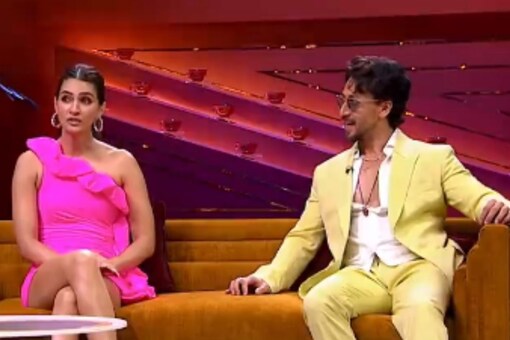 Kriti Sanon and Tiger Shroff on the sets of Koffee With Karan