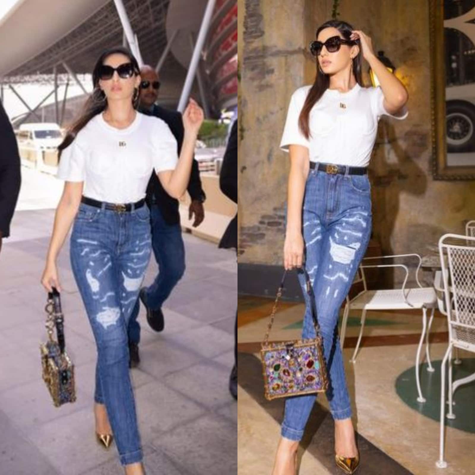 Nora Fatehi Sets Temperature Soaring in White Top, Denim as She Strikes  Most Stylish Pose, See Pics - News18