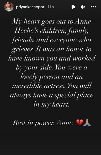Priyanka Chopra pays tribute to Anne Heche