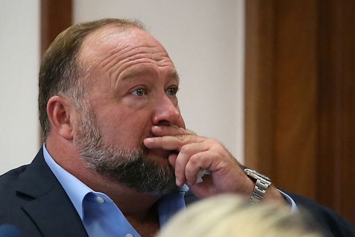 Alex Jones during the trial at the Travis County Courthouse , Austin, Texas (Image: Reuters)