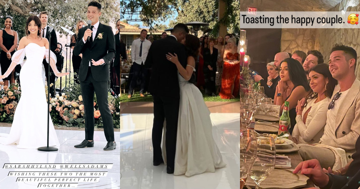 Sarah Hyland Drops 1st Pics From Wedding With Wells Adams Couple Shares Romantic Kiss During