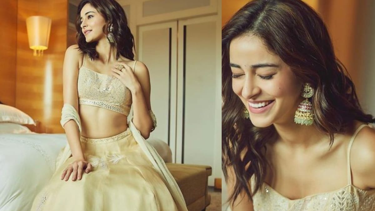 Ananya Panday Channels Her Inner Desi Girl In A White Creamy Anita Dongre Lehenga