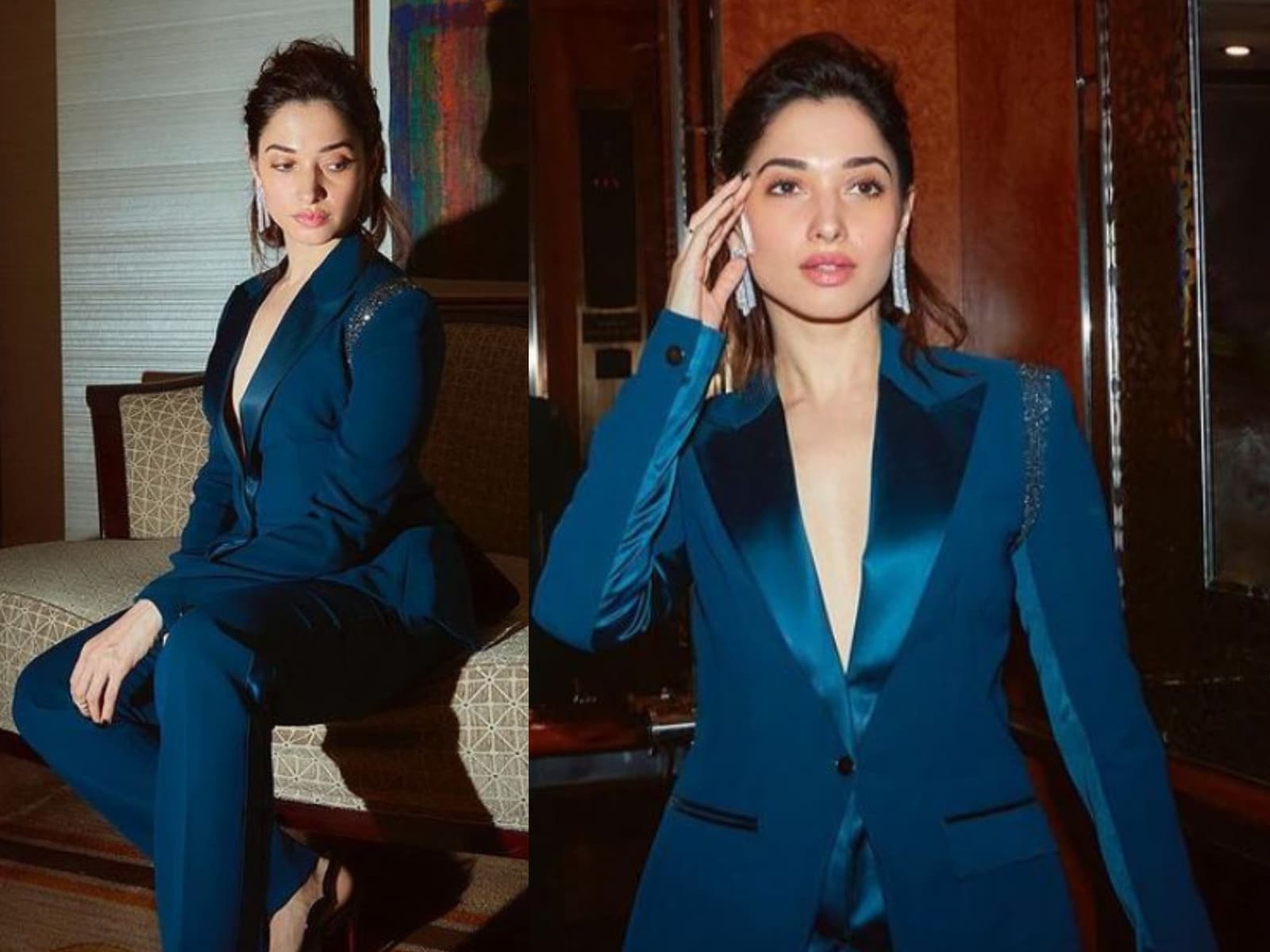 1600px x 1200px - Tamannaah Bhatia Exudes Boss Lady Vibes In Gorgeous Blue Pantsuit - News18