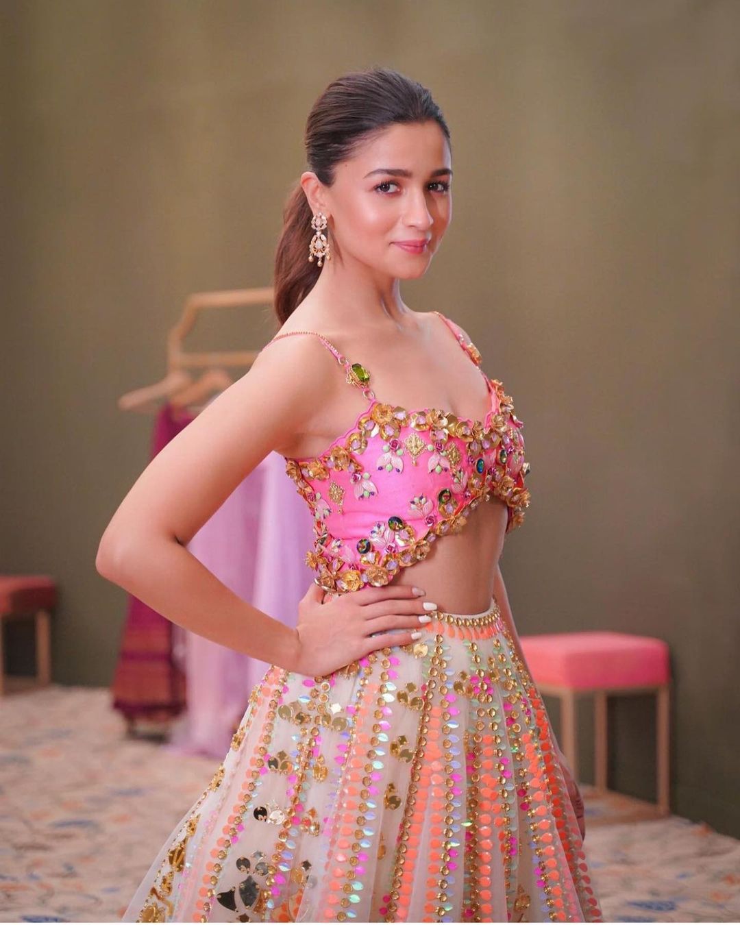 Alia Bhatt looks pretty in a Papa Dont Preach pink butterfly blouse with 3D embroidery