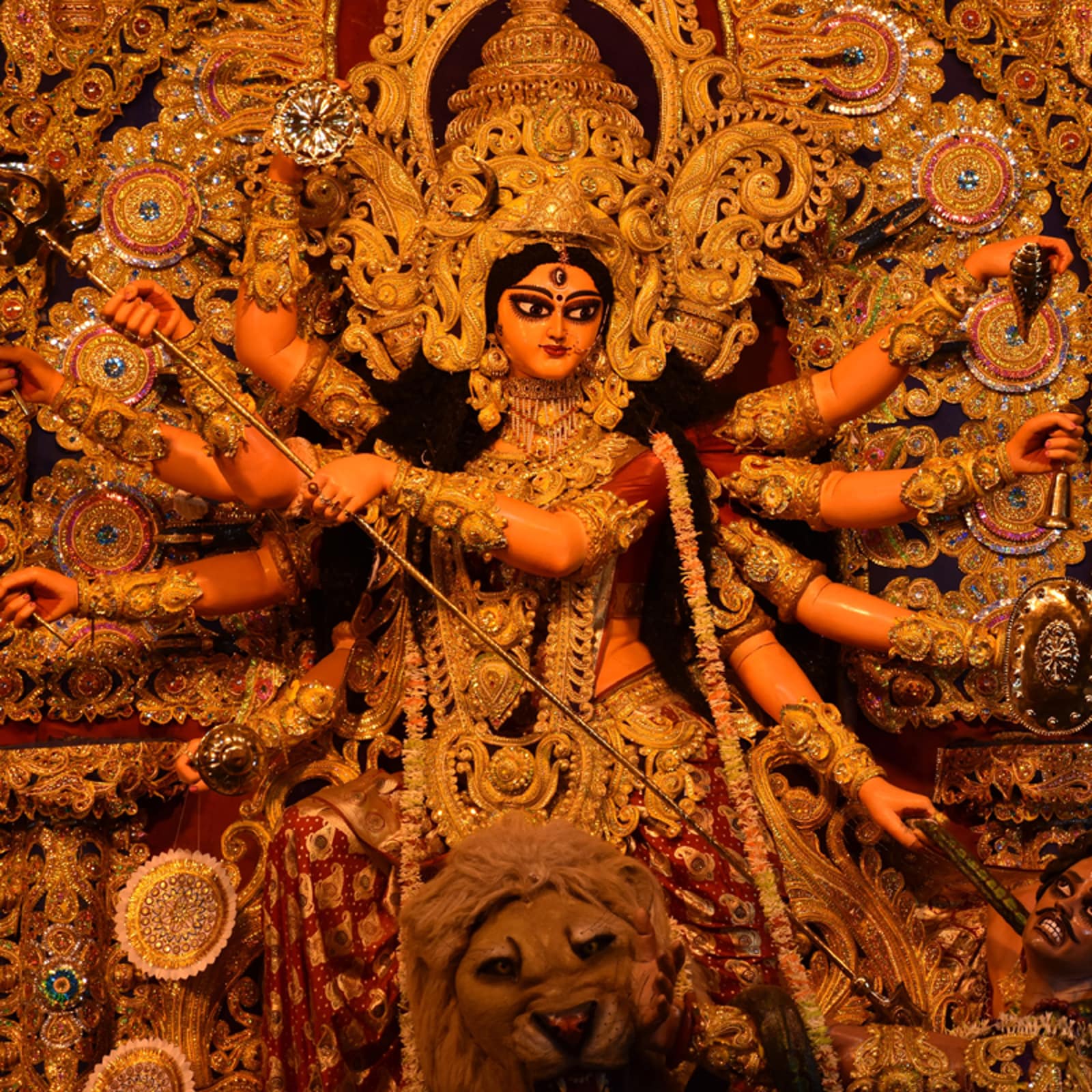 Download Gray Maa Durga Statue Wallpaper | Wallpapers.com